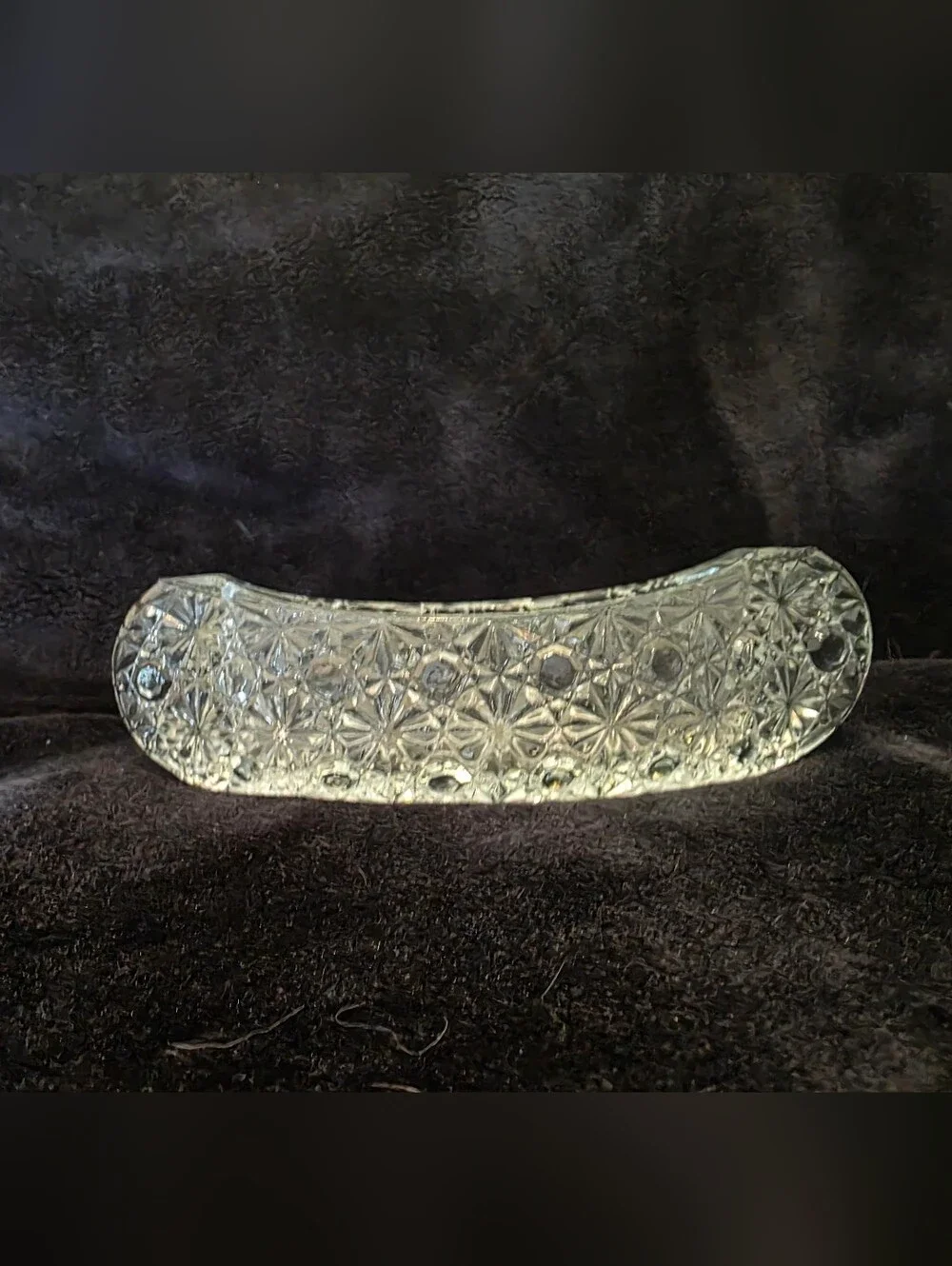 Vintage Fenton Daisy & Button Clear Pressed Glass Canoe Shaped Candle Holder 6